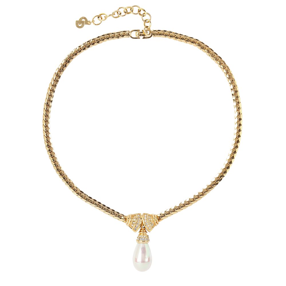 1980s Christian Dior Faux Pearl Drop Necklace