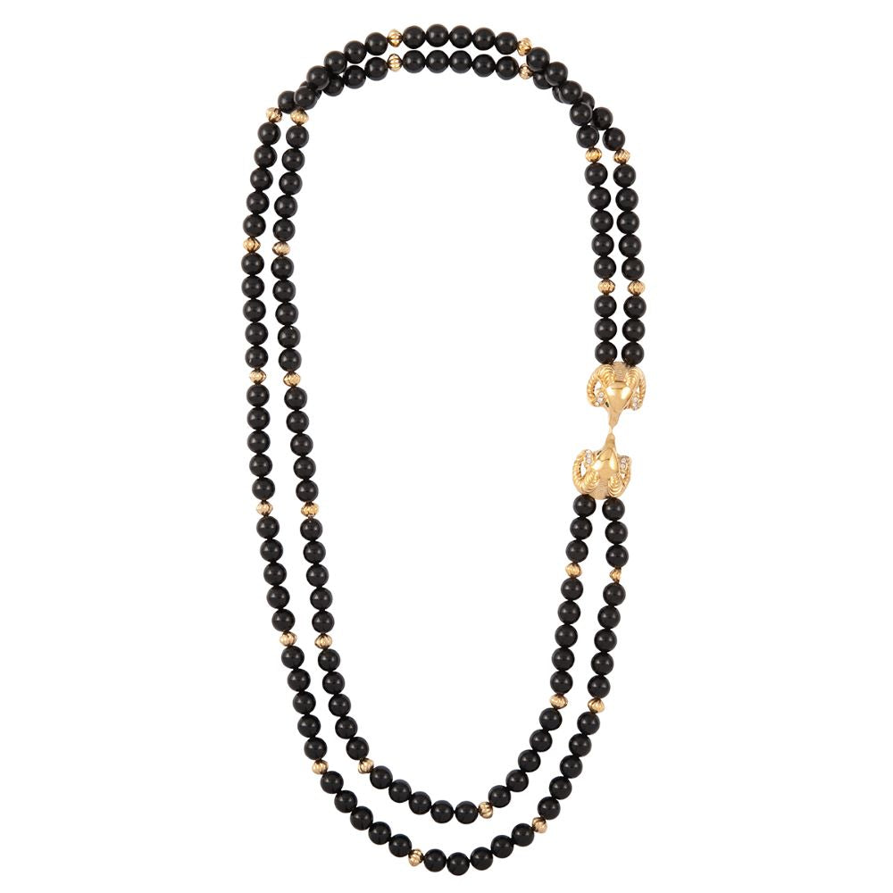1980s Vintage Kenneth Jay Lane Faux Jet Bead Necklace