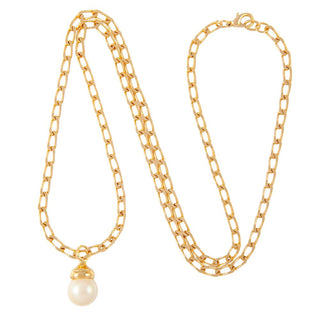 1980s Vintage Faux Pearl Chain Necklace