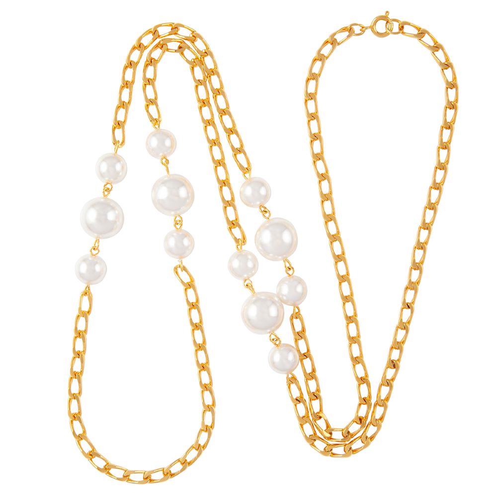 1990s Vintage Faux Pearl Chain Necklace