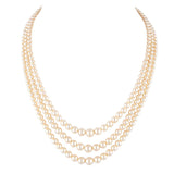 1980s Vintage Triple Strand Faux Pearl Necklace