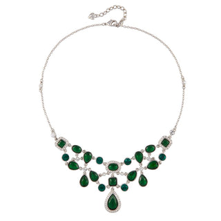 1990s Vintage Edwardian Revival Emerald Green Necklace