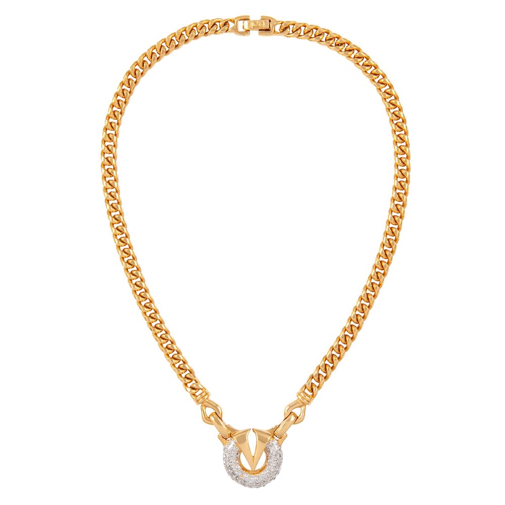 1980s Vintage Valentino Logo Pendant Necklace
