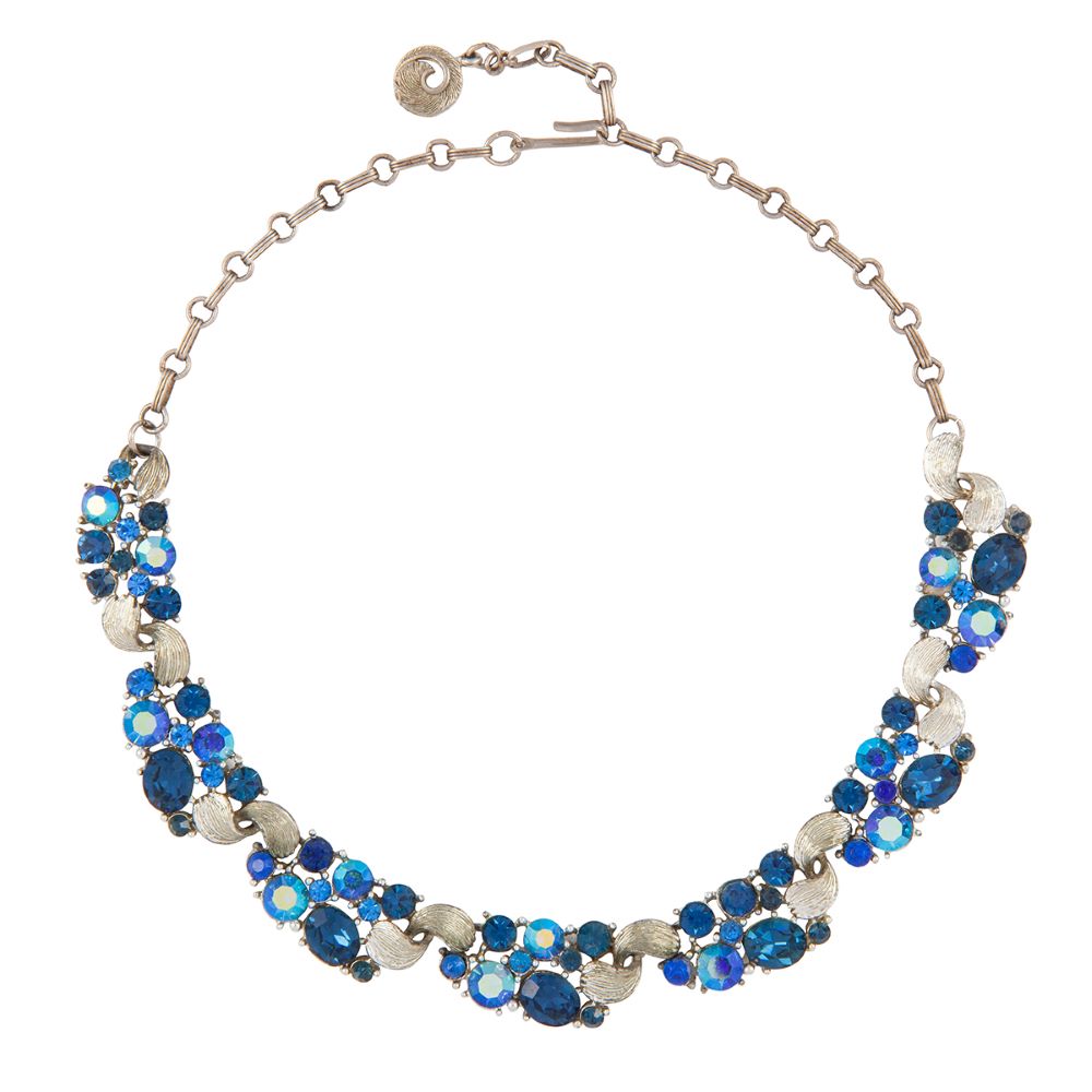 1950s Vintage Lisner Blue Crystal Necklace