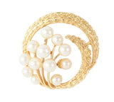 1950s Vintage Trifari Faux Pearl Circular Brooch