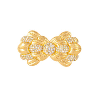 1990s Vintage Swarovski Scalloped Bow Brooch