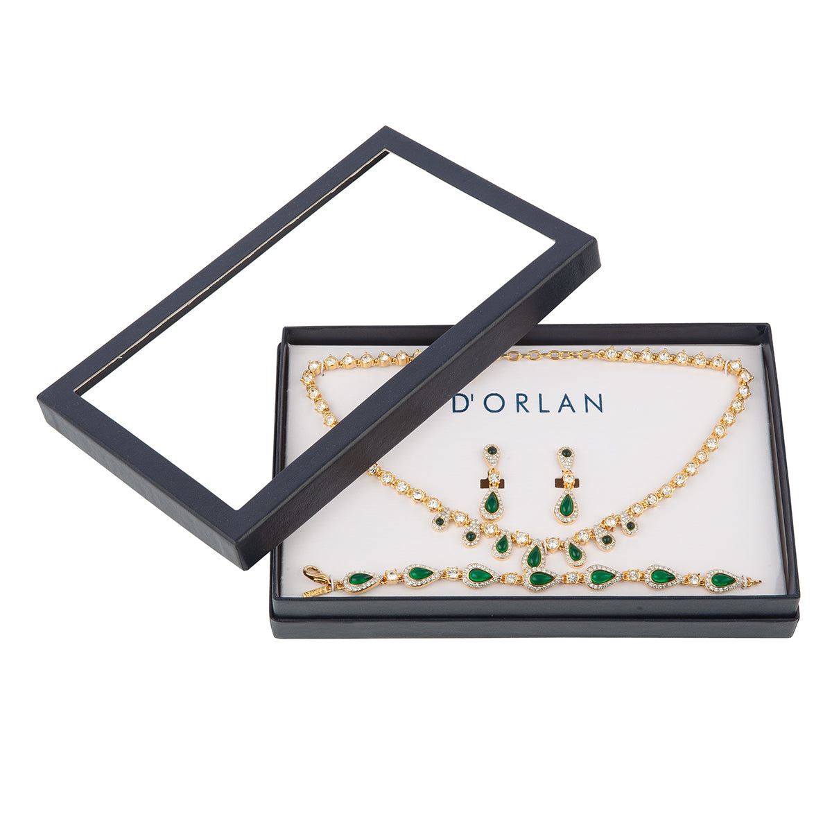 1980s Vintage D'Orlan Faux Emerald Set