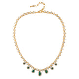 1980s Vintage D'Orlan Faux Emerald Swarovski Crystal Necklace
