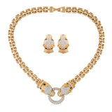 1980s Vintage Attwood & Sawyer Panther Earring and Necklace Set