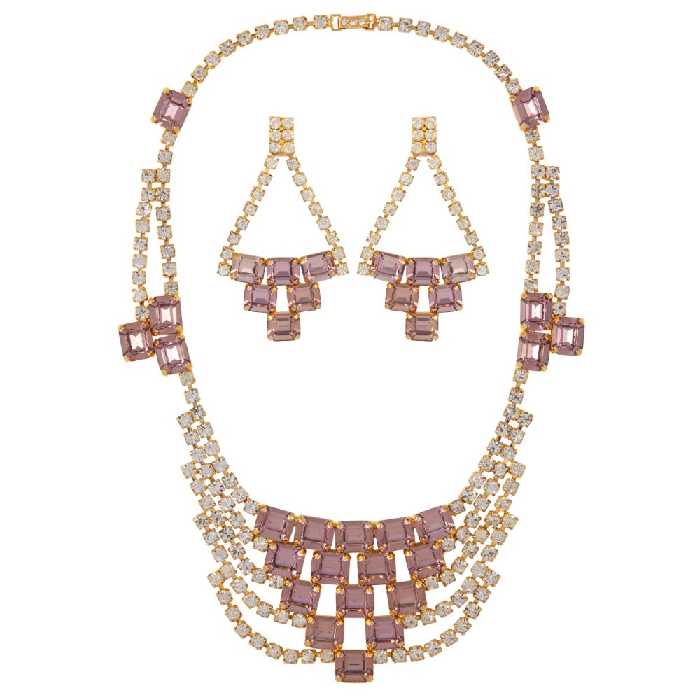 1980s Vintage Cascading Earring and Necklace Set